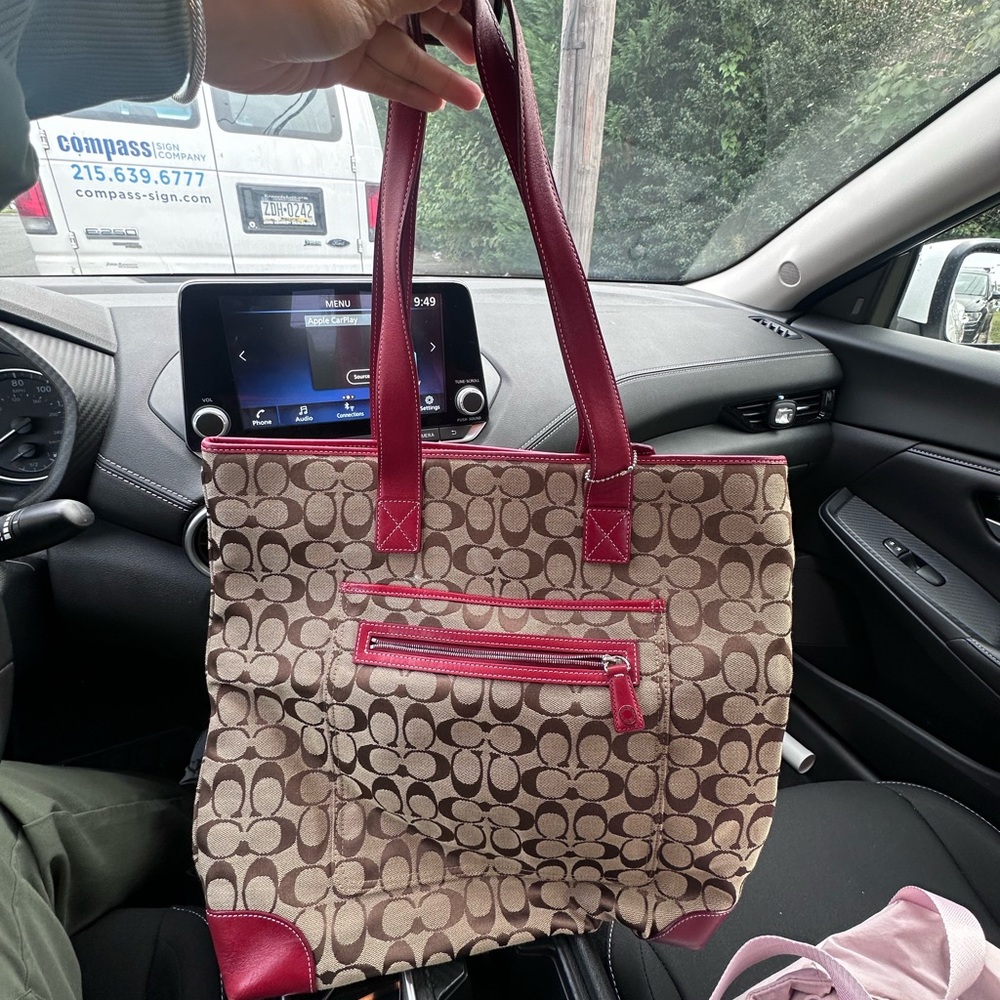 Stylish Tan and Pink Tote Bag